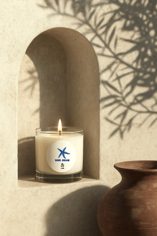 Bougie pour une évasion vers les plages des Antilles. Notes noix de coco, amande, vanille, fleurs blanches, accord marin